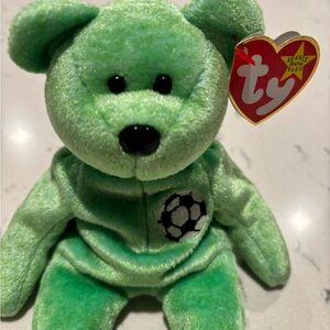 Ty Beanie Baby Mint Green Soccer Bear